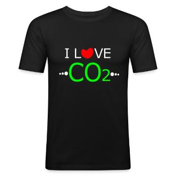 I Love Co2 Anti-Grün Dieselfahrer Klimawandel - Männer Slim Fit T-Shirt - Schwarz - Vorne - Nik (191cm)
