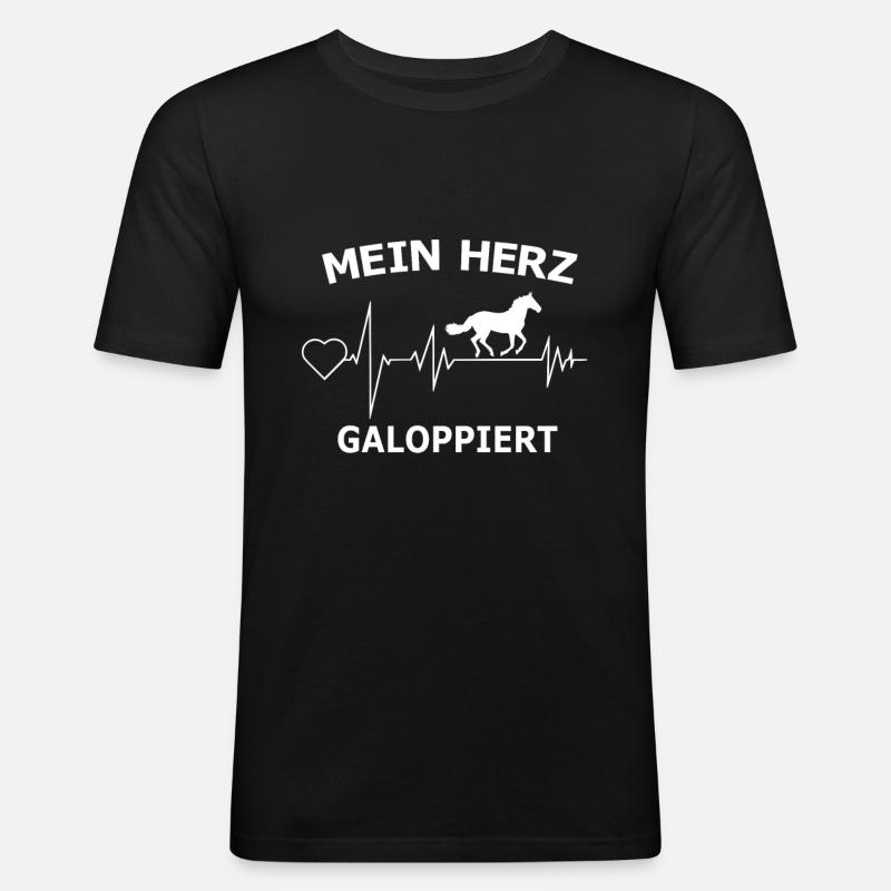 Pferd - Männer Slim Fit T-Shirt - Schwarz