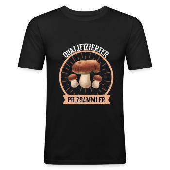 Pilze Sammeln Pilzsammler Steinpilze Waldpilze - Männer Slim Fit T-Shirt - Schwarz - Vorne - Nik (191cm)