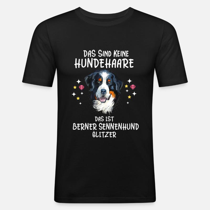 Berner Sennenhund Glitzer Dürrbächler Sennenhunde - Männer Slim Fit T-Shirt - Schwarz