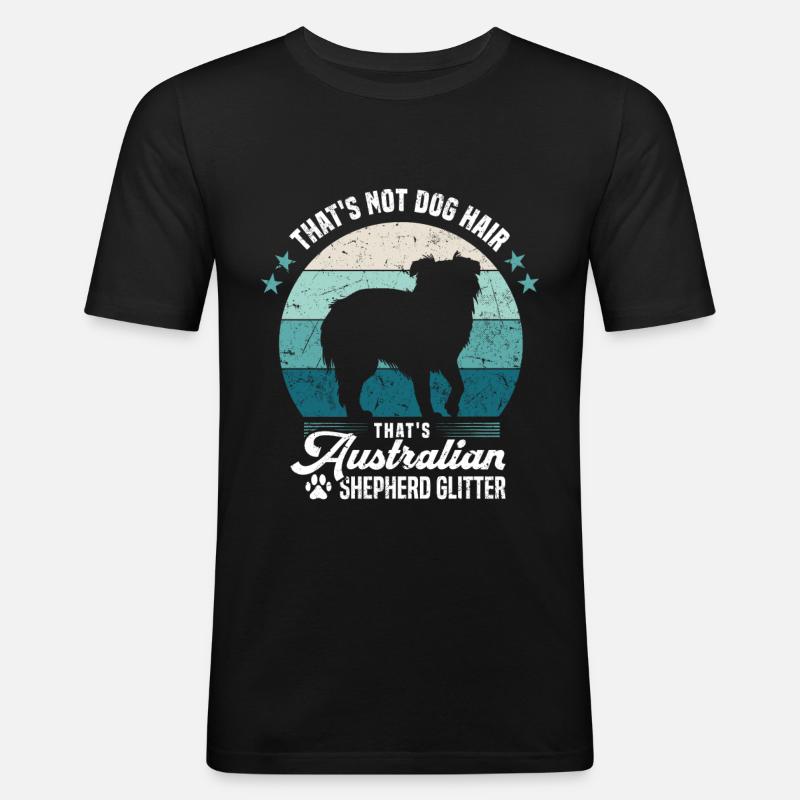 Australian Shepherd Glitzer Aussie Hunde - Männer Slim Fit T-Shirt - Schwarz