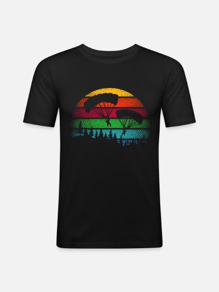 Fallschirm Skydive Fallschirmspringer Geschenk - Männer Slim Fit T-Shirt - Schwarz