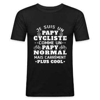 Papy Cycliste Cadeau Vélo Humor Grands-Parents - T-shirt près du corps Homme - noir - Devant - Nik (191cm)