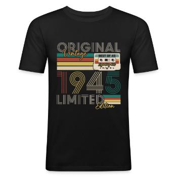 80 Jahre 1945 Vintage Retro Geburtstagsgeschenk - Männer Slim Fit T-Shirt - Schwarz - Vorne - Nik (191cm)