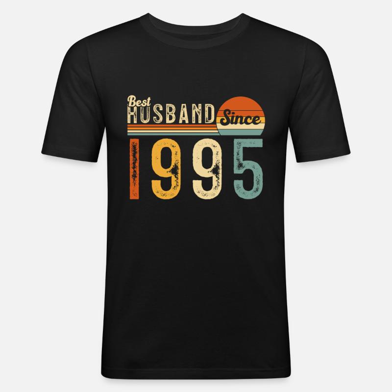 Bester Ehemann seit 1995 - Männer Slim Fit T-Shirt - Schwarz