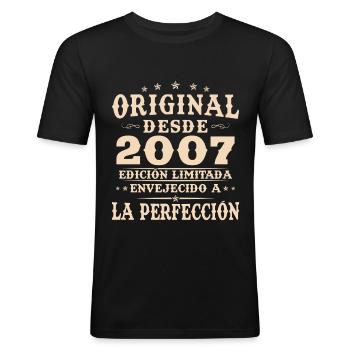 18 Jahre 2007 Vintage Geburtstagsgeschenk - Männer Slim Fit T-Shirt - Schwarz - Vorne - Nik (191cm)