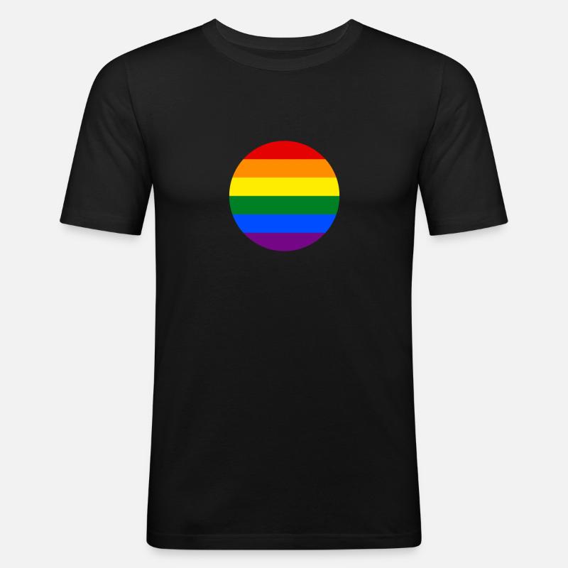 Regenbogenflagge Regenbogenfahne - Männer Slim Fit T-Shirt - Schwarz