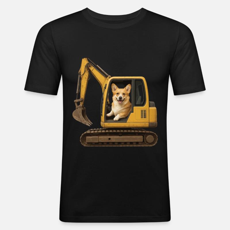 Corgi - Männer Slim Fit T-Shirt - Schwarz