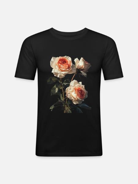 Rose - Männer Slim Fit T-Shirt - Schwarz
