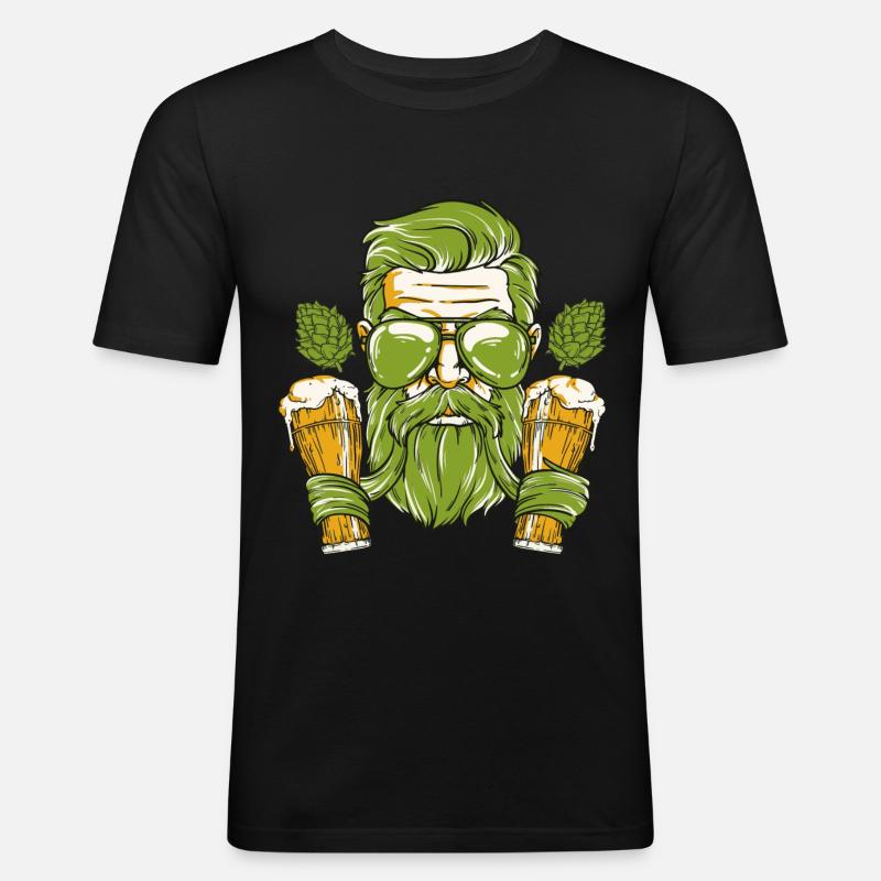 Bier - Männer Slim Fit T-Shirt - Schwarz