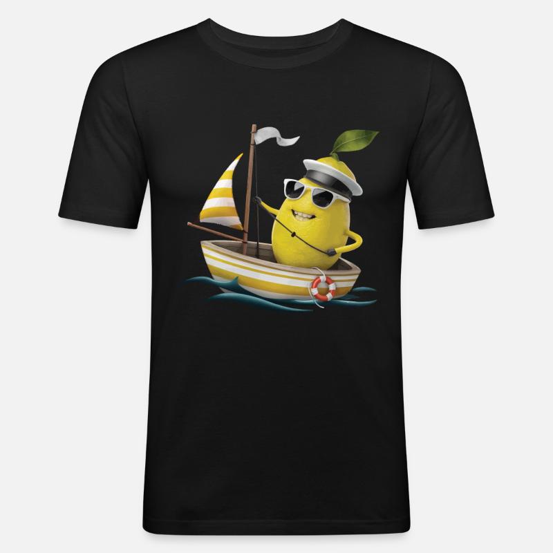 Obst Zitrone Bootfahren Geschenk - Männer Slim Fit T-Shirt - Schwarz
