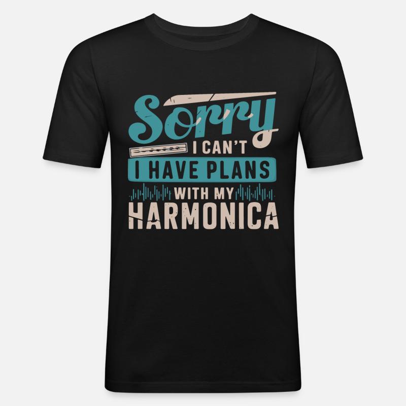 Harmonica Playing Gift - Men's Slim Fit T-Shirt - black