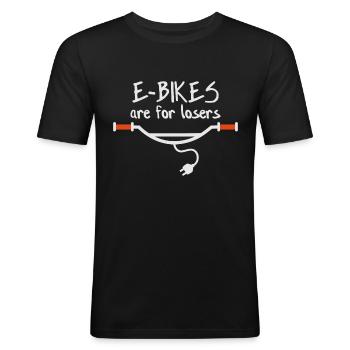 E-Bikes sind für Verlierer - Männer Slim Fit T-Shirt - Schwarz - Vorne - Nik (191cm)