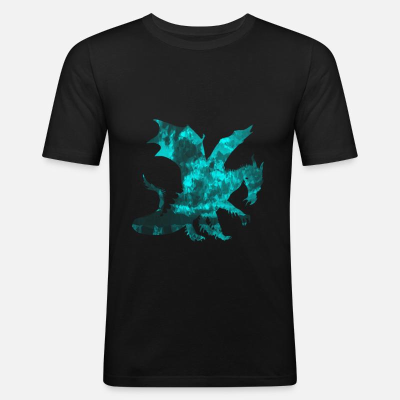 Drachen - Männer Slim Fit T-Shirt - Schwarz