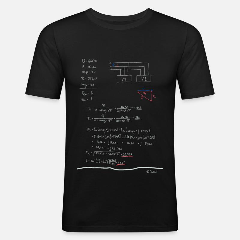 Mathematik Elektrotechnik, Schule, Studium, Strom - Männer Slim Fit T-Shirt - Schwarz