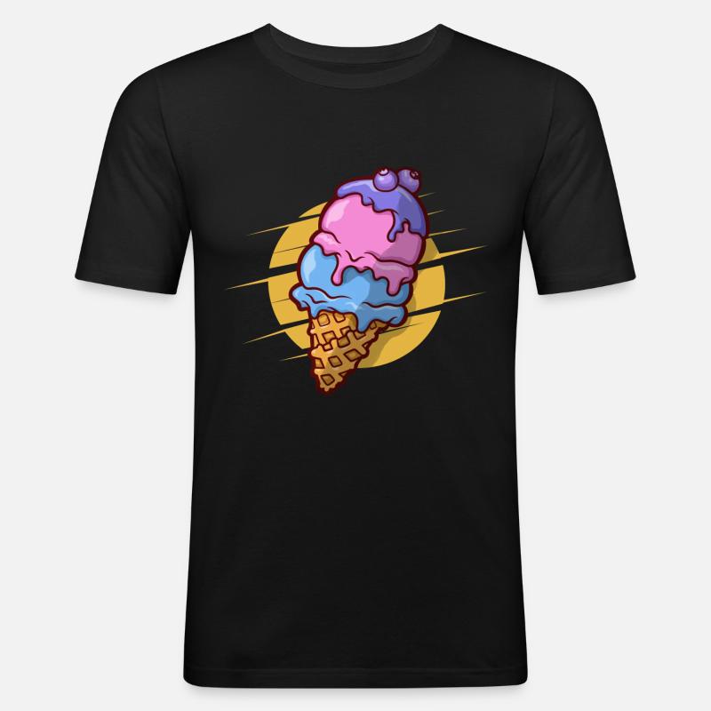 Blaubeere Eis - Männer Slim Fit T-Shirt - Schwarz