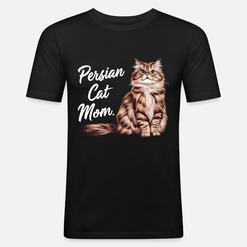 Katze Perser Geschenk - Männer Slim Fit T-Shirt - Schwarz