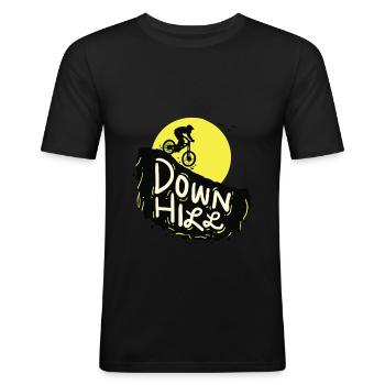 Mountainbike MTB Downhill Biker Retro Geschenk - Männer Slim Fit T-Shirt - Schwarz - Vorne - Nik (191cm)