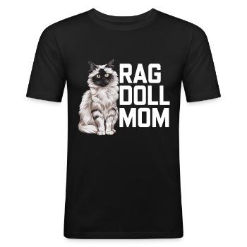 Katze Ragdoll Geschenk - Männer Slim Fit T-Shirt - Schwarz - Vorne - Nik (191cm)