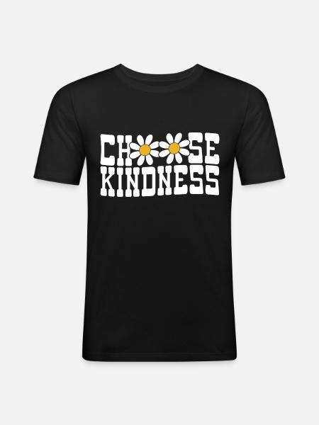 Choose Kindness Flowers - Men's Slim Fit T-Shirt - black