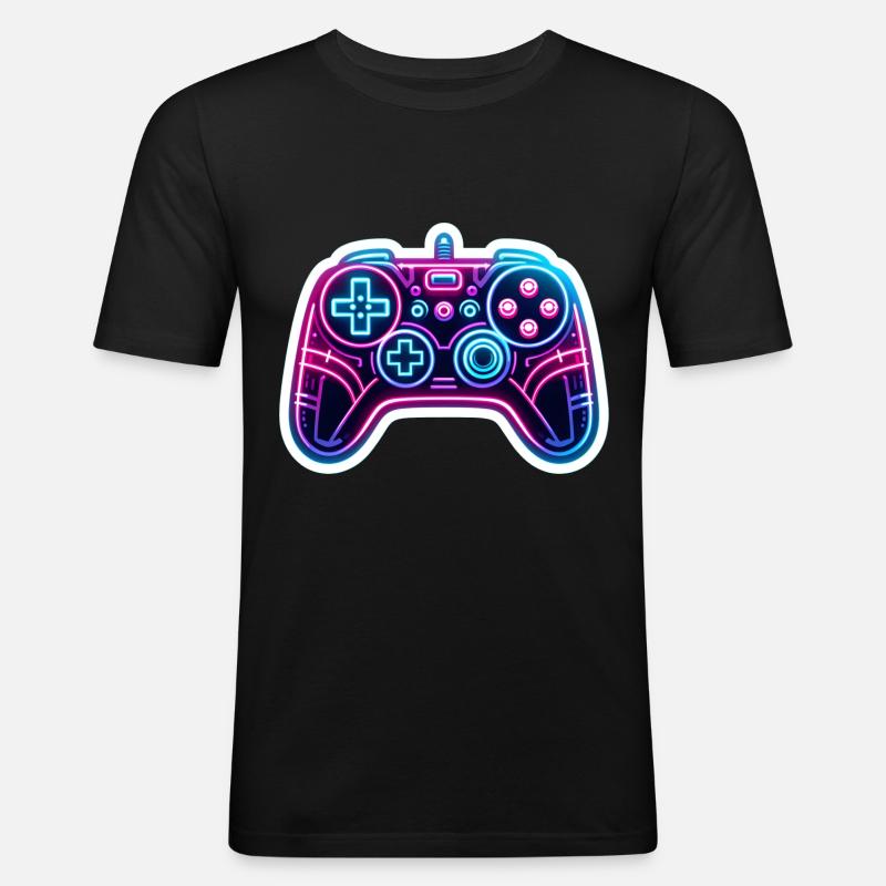 Gaming - Konsole - Controller bei Videospielen - Männer Slim Fit T-Shirt - Schwarz