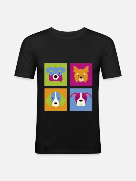 Hund und Hunde - Männer Slim Fit T-Shirt - Schwarz