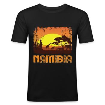 Namibia Afrika Shirt Geschenkidee - Männer Slim Fit T-Shirt - Schwarz - Vorne - Nik (191cm)