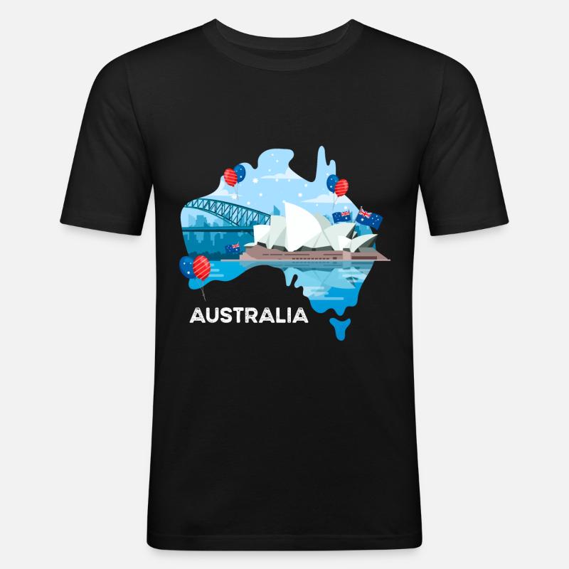 Australien - Männer Slim Fit T-Shirt - Schwarz