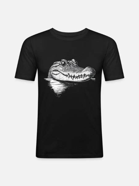 Krokodil - Männer Slim Fit T-Shirt - Schwarz