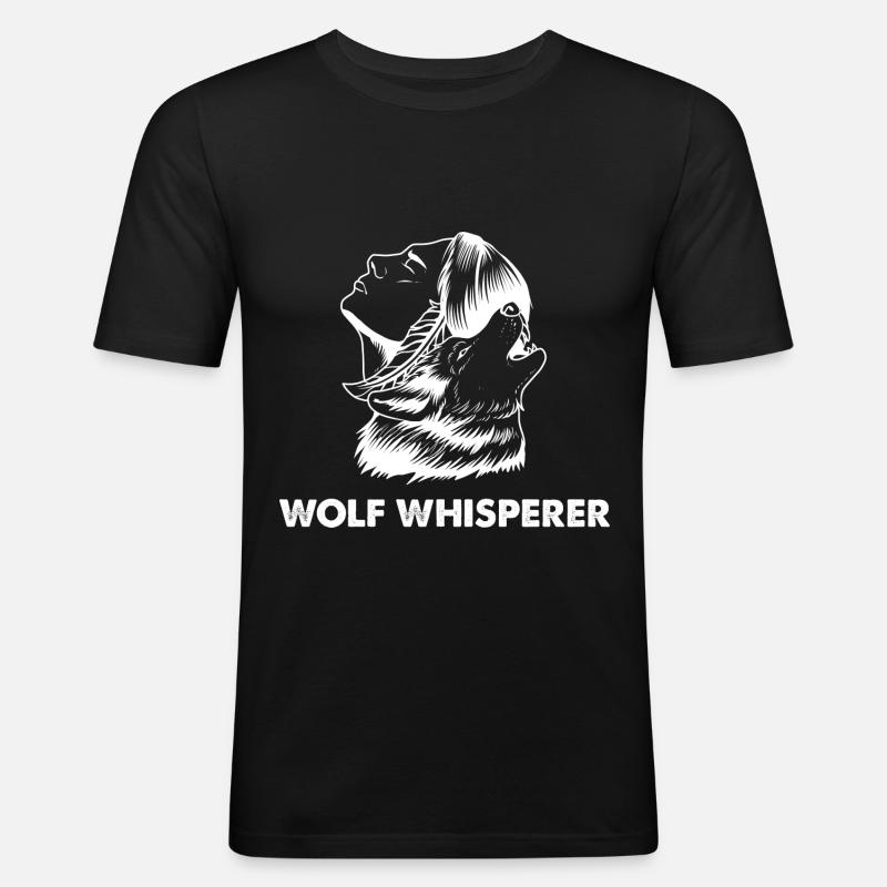 Wolf - Männer Slim Fit T-Shirt - Schwarz