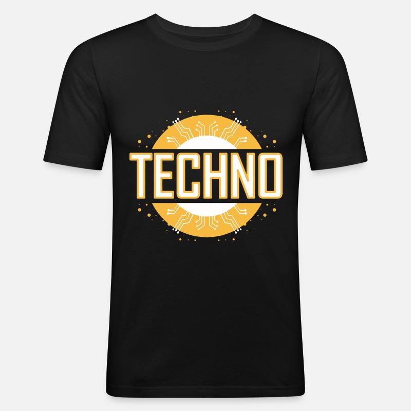 Techno - Männer Slim Fit T-Shirt - Schwarz