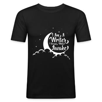 Auteur Livre Lire l’écrivain Leteratur Cadeau - T-shirt près du corps Homme - noir - Devant - Nik (191cm)