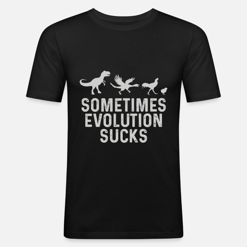 Parfois, l'Evolution suce - T-shirt près du corps Homme - noir