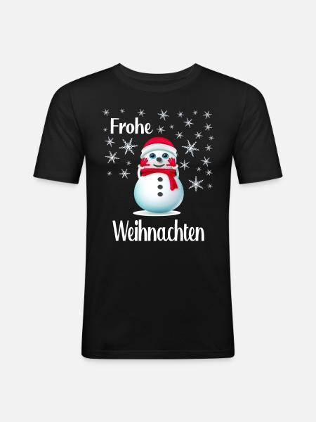 Frohe Weihnachten - Männer Slim Fit T-Shirt - Schwarz