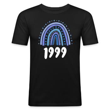 Blau Regenbogen Geburtsjahr Jahrgang 1999 - Männer Slim Fit T-Shirt - Schwarz - Vorne - Nik (191cm)