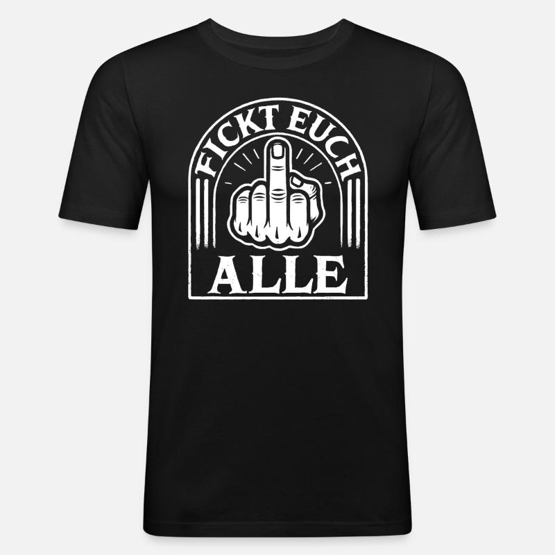 "Rebellisches Statement - Mittelfinger - Männer Slim Fit T-Shirt - Schwarz