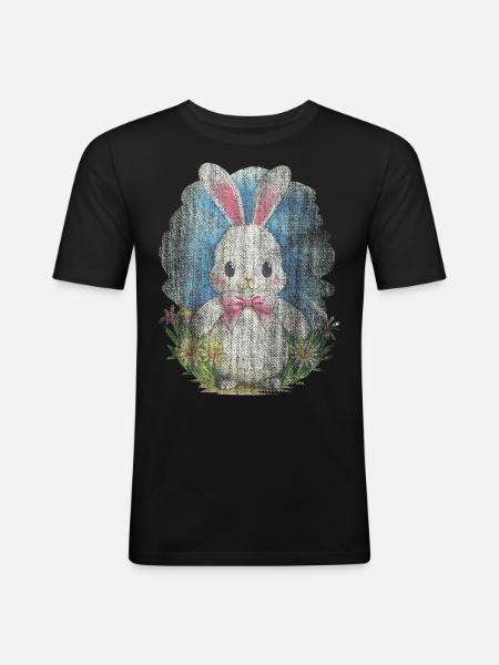 Cute Bunny, Cute Rabbit - Men's Slim Fit T-Shirt - black