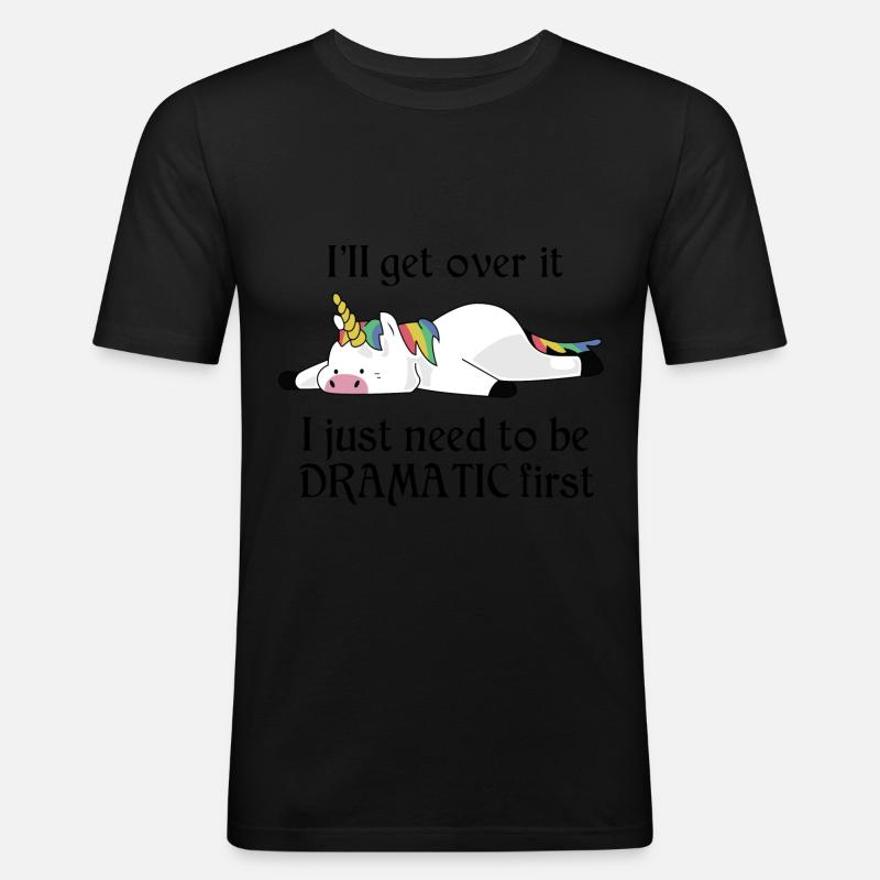 Dramatic Unicorn - Männer Slim Fit T-Shirt - Schwarz