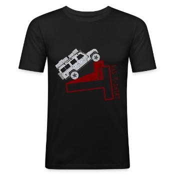 Das Defender T-Shirt - Männer Slim Fit T-Shirt - Schwarz - Vorne - Nik (191cm)