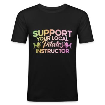 Pilates Ihr lokaler Pilates-Trainer Geschenk - Männer Slim Fit T-Shirt - Schwarz - Vorne - Nik (191cm)