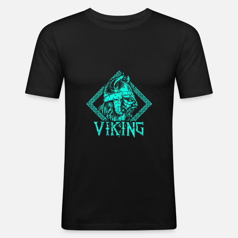 Wikinger Krieger Mittelalter - Männer Slim Fit T-Shirt - Schwarz