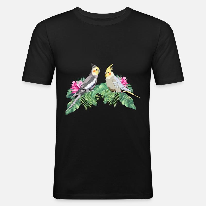 Perruche perruche calopsitte - T-shirt près du corps Homme - noir