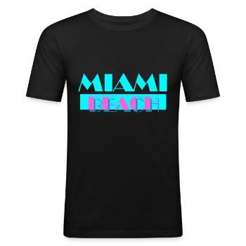 Miami Beach - Männer Slim Fit T-Shirt - Schwarz - Vorne - Nik (191cm)