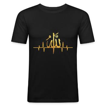 Heartbeat Schriftzeichen Allah - Men's Slim Fit T-Shirt - black - Front - Nik (191cm)