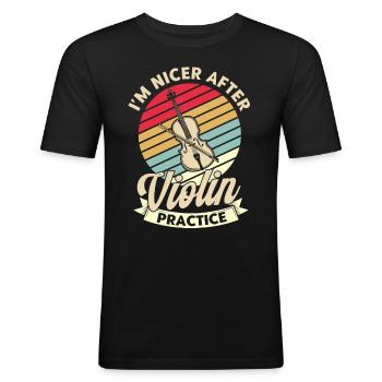 Violon Orchestre Violoniste Violon Amateur Cadeau - T-shirt près du corps Homme - noir - Devant - Nik (191cm)