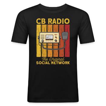 Le code Morse transmet la radio amateur - T-shirt près du corps Homme - noir - Devant - Nik (191cm)