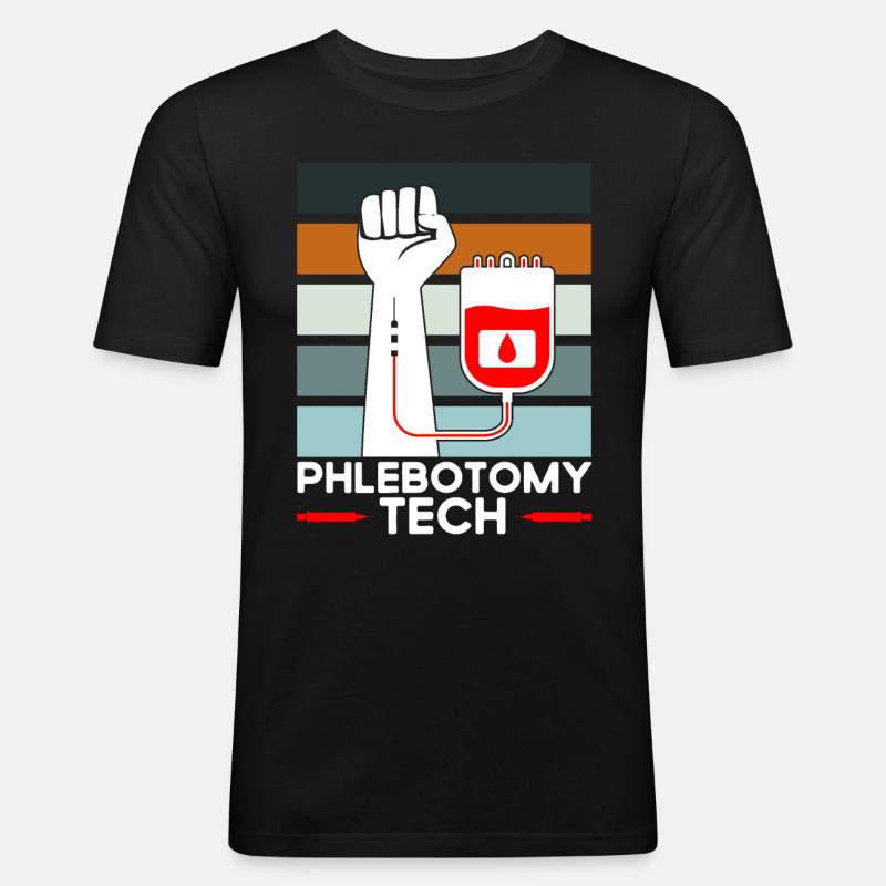 Phlebotomie Blutabnahme Phlebotomist Tech Geschenk - Männer Slim Fit T-Shirt - Schwarz