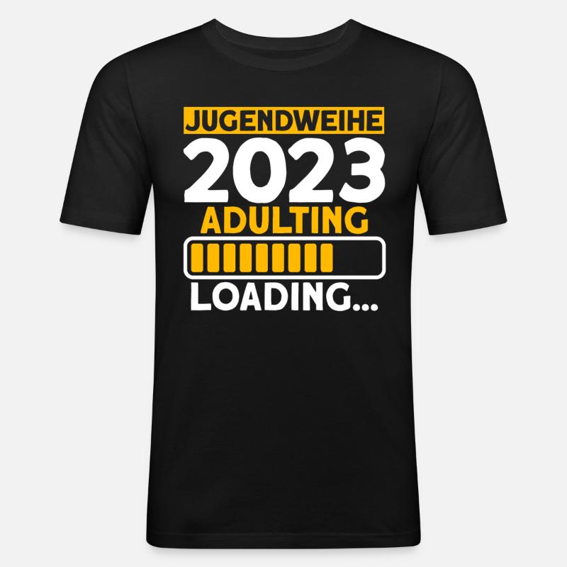 Jugendweihe 2023 Adulting Loading… Geschenk - Männer Slim Fit T-Shirt - Schwarz