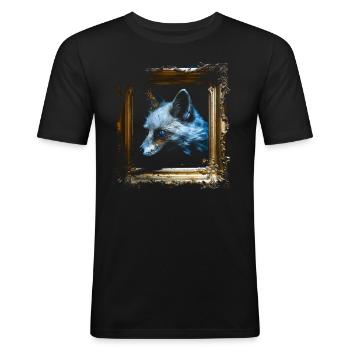 Fuchs Tierliebhaber Geschenk Wildtier Tier Motiv - Männer Slim Fit T-Shirt - Schwarz - Vorne - Nik (191cm)
