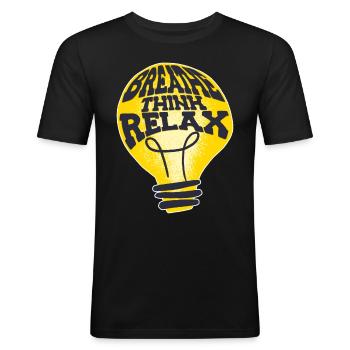 Breathing Thinking Relax National Stress Awareness - Men's Slim Fit T-Shirt - black - Front - Nik (191cm)